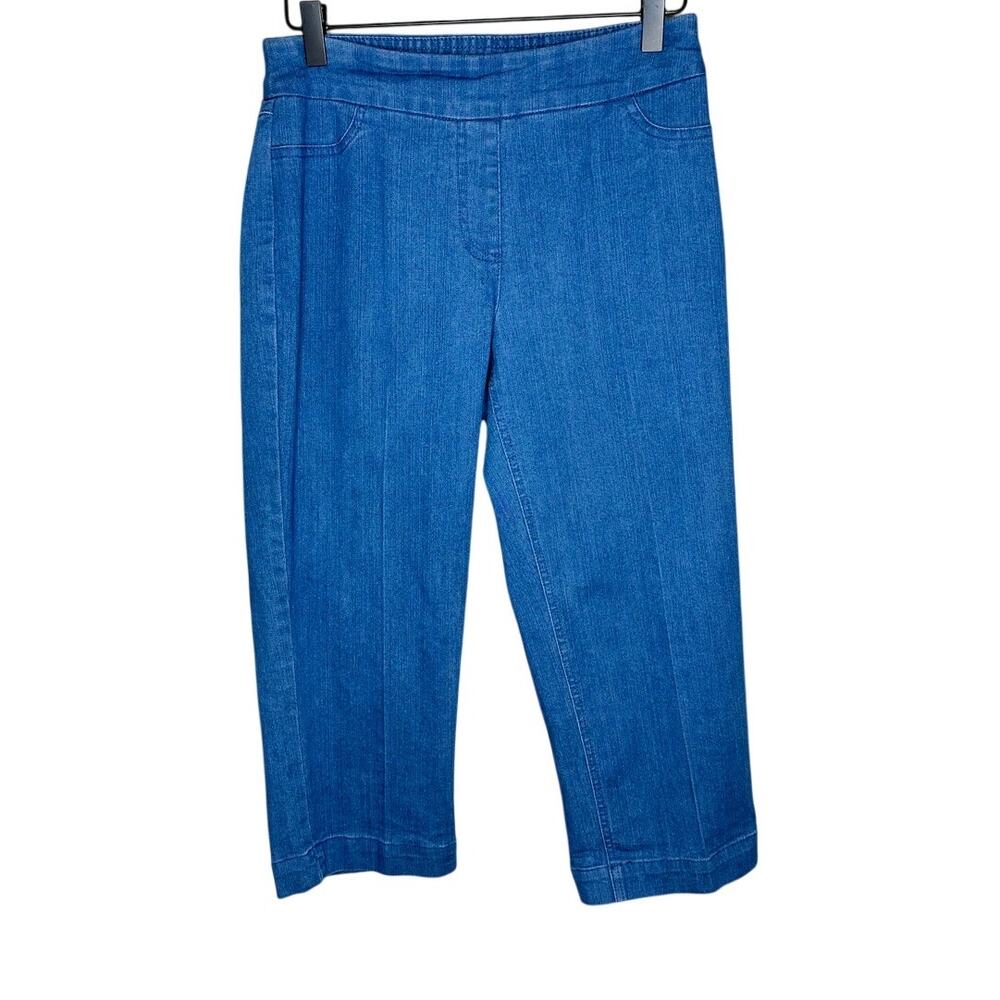 Slim-Sation Multiples Blue Denim Bermuda Pants High Waist Stretch Pull On 6